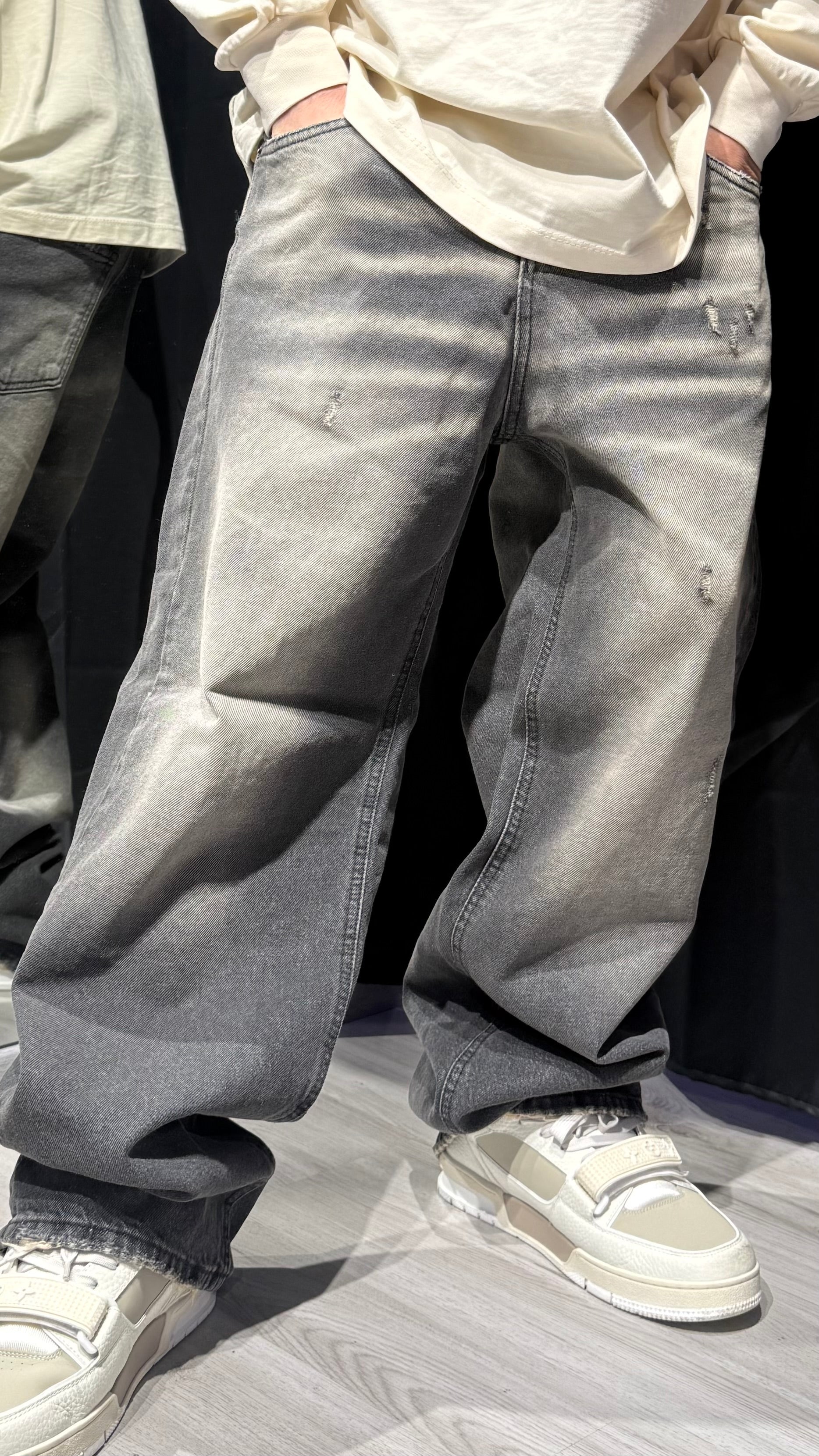 Jeans Baggy Grigio Sabbiato