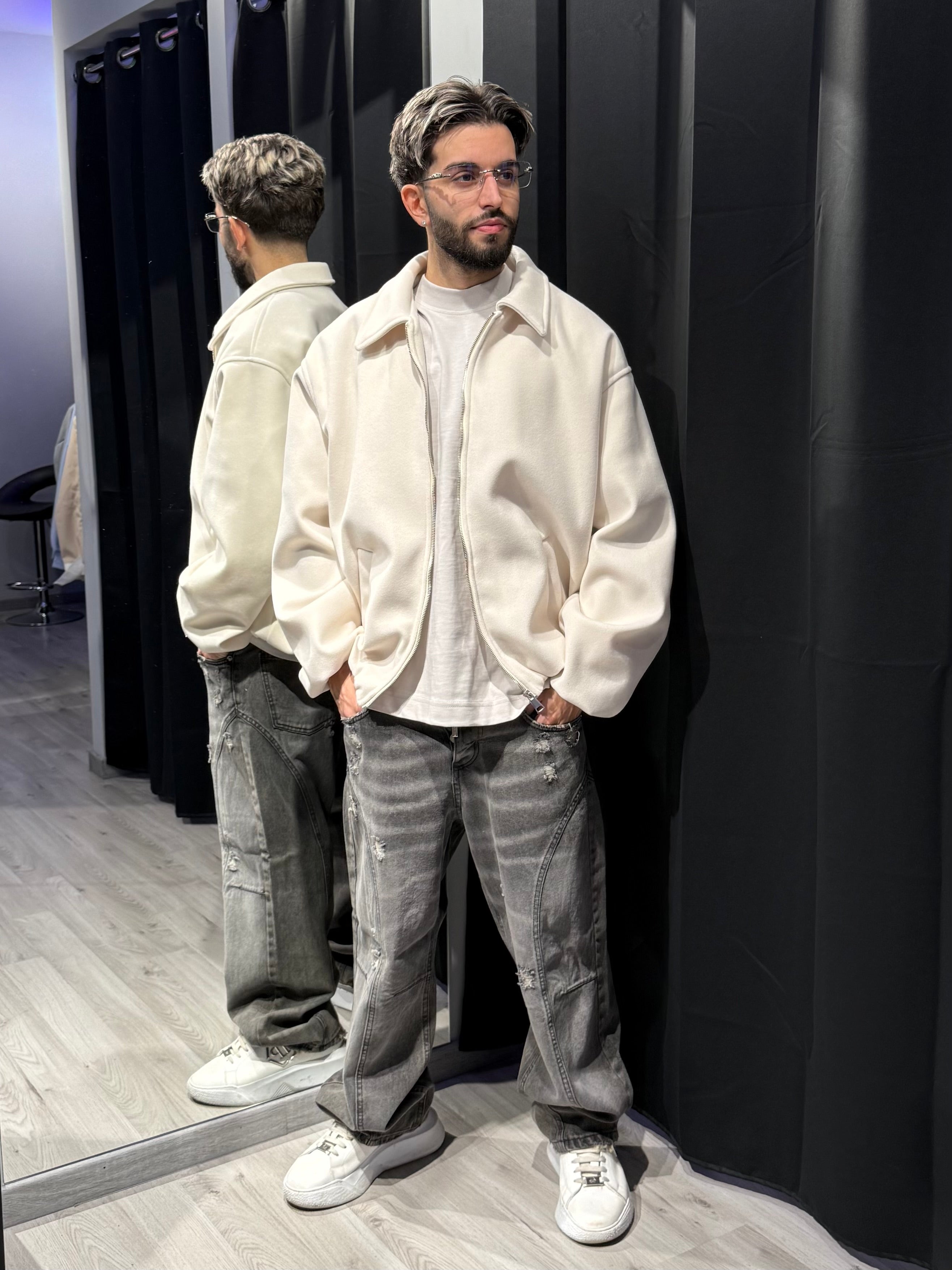 Giacca Zip Wool Blend