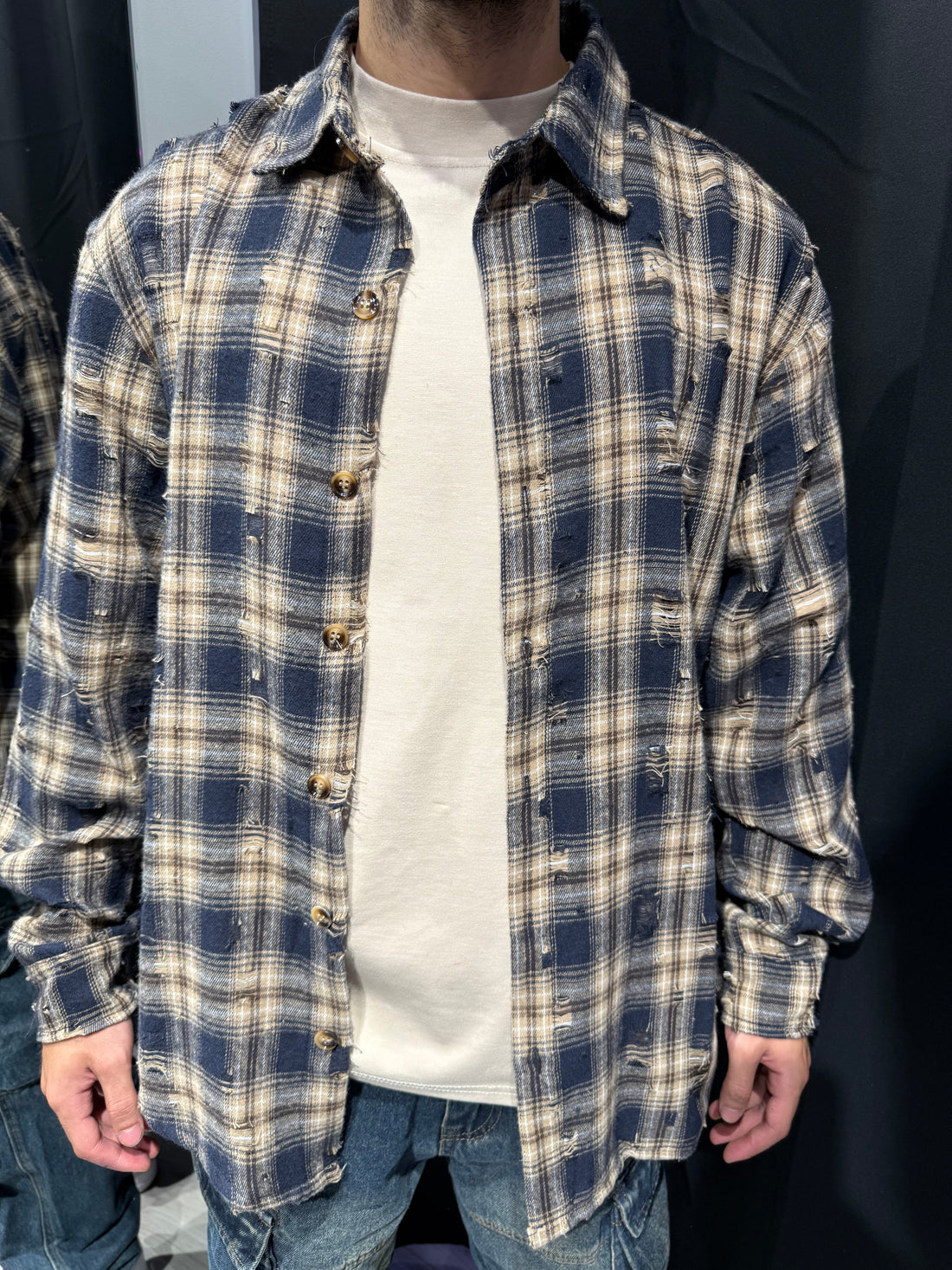 Camicia a Quadri Sfrangiata