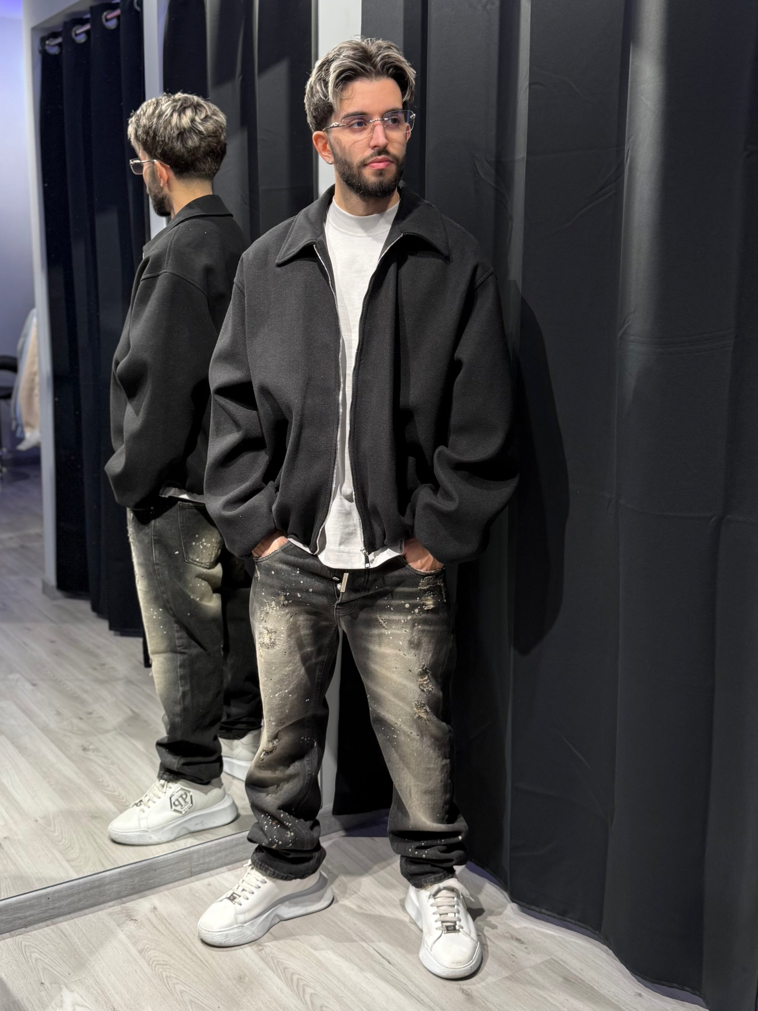 Giacca Zip Wool Blend