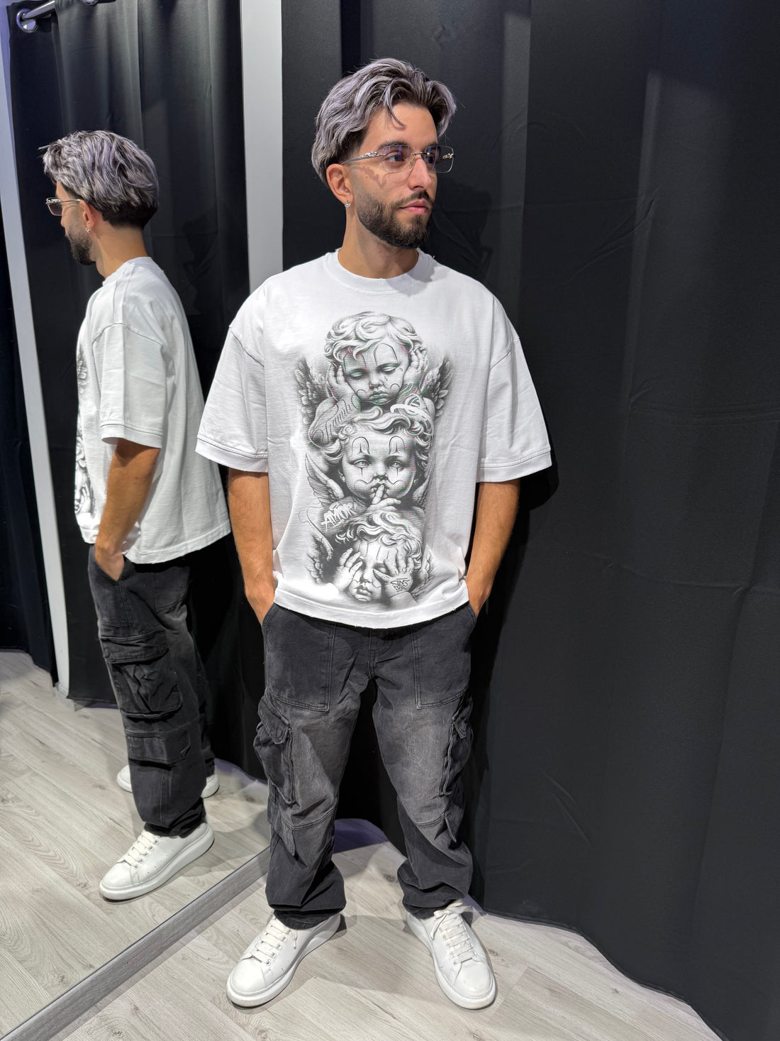 Jeans Baggy Cargo Effetto Sfumato