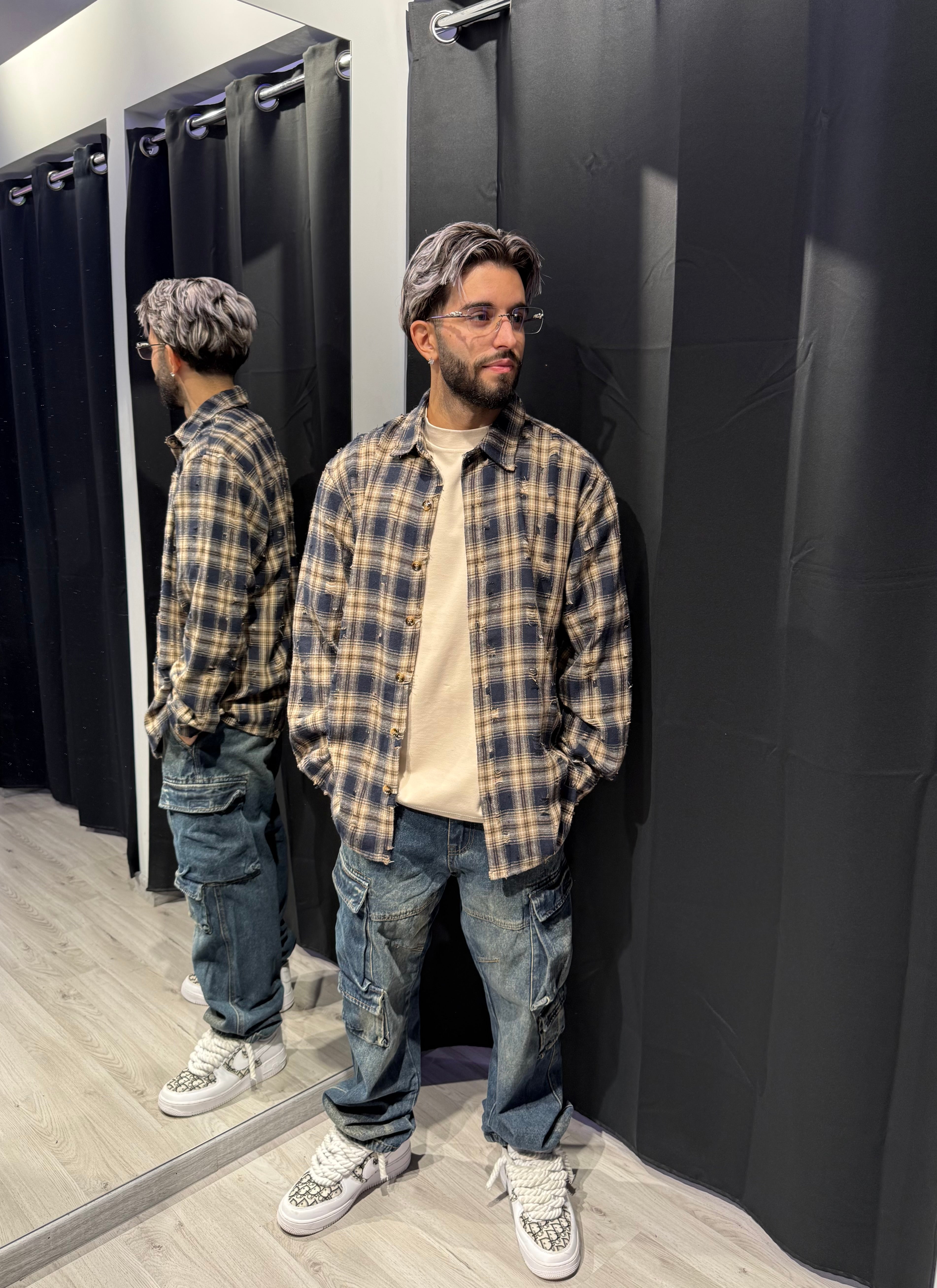Camicia a Quadri Sfrangiata