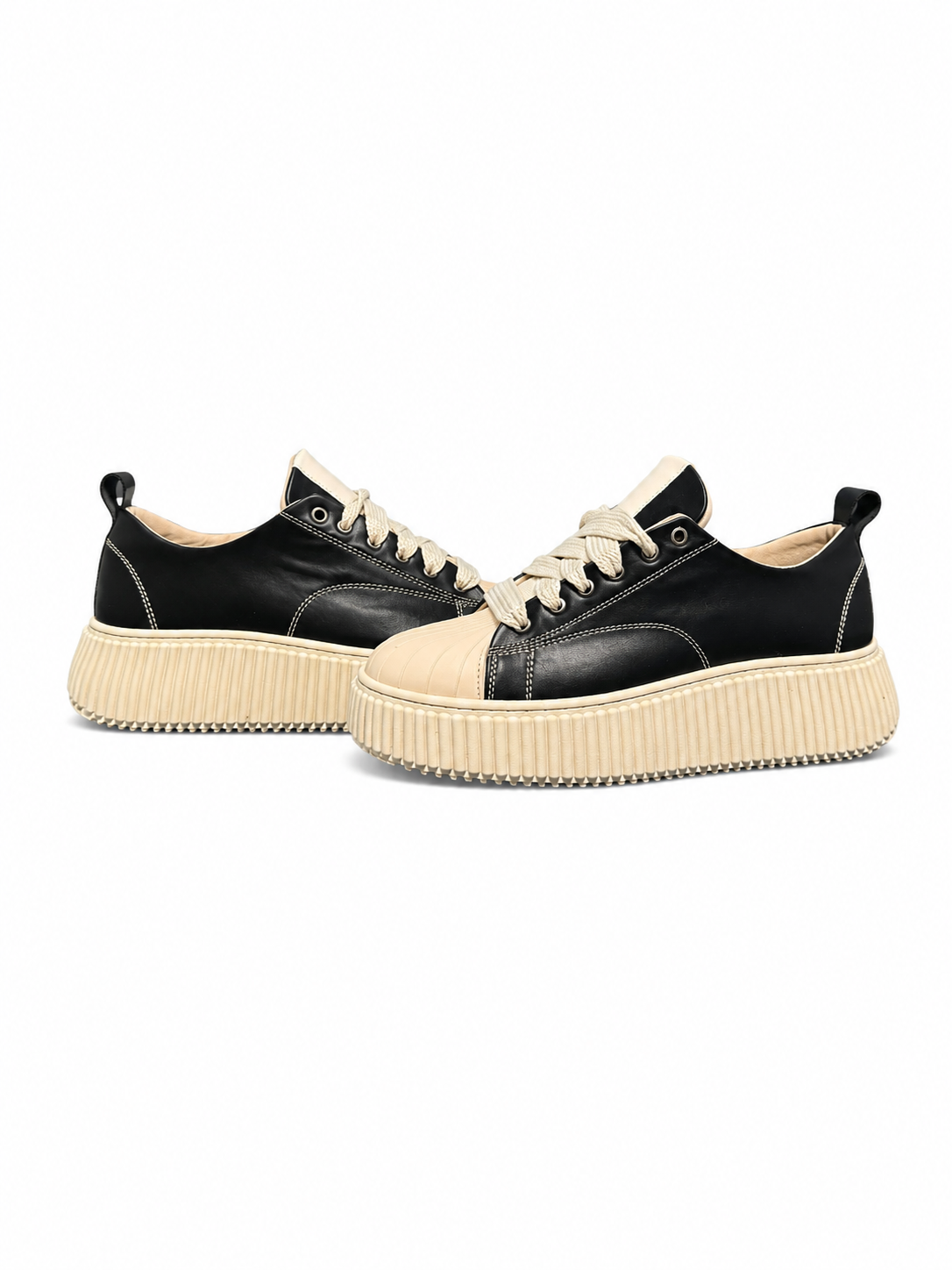 Scarpe in Pelle Nero/Beige