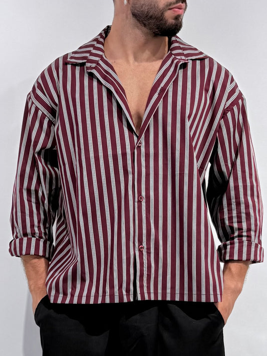 Camicia Boxy Bordeaux