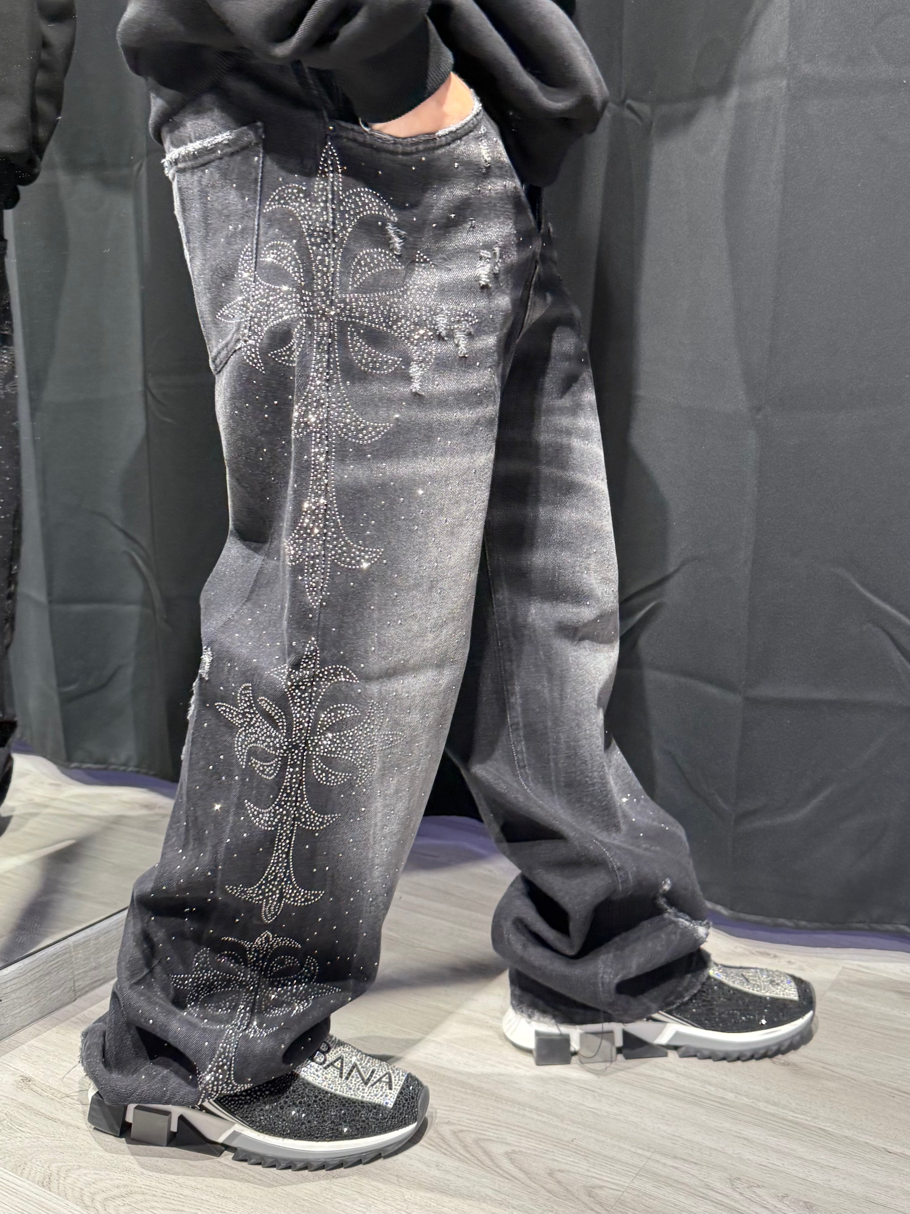 Jeans Crystal Cross Denim