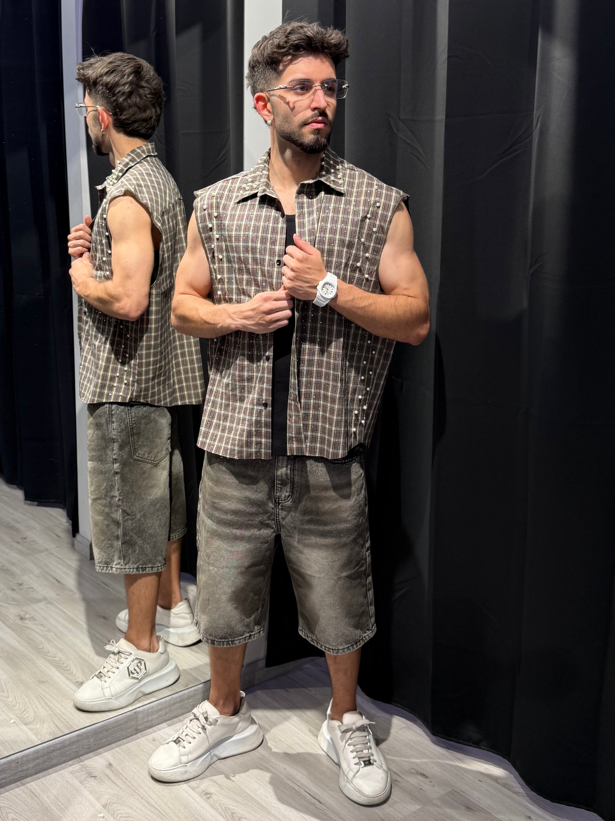 Camicia Rockstar Borchiata