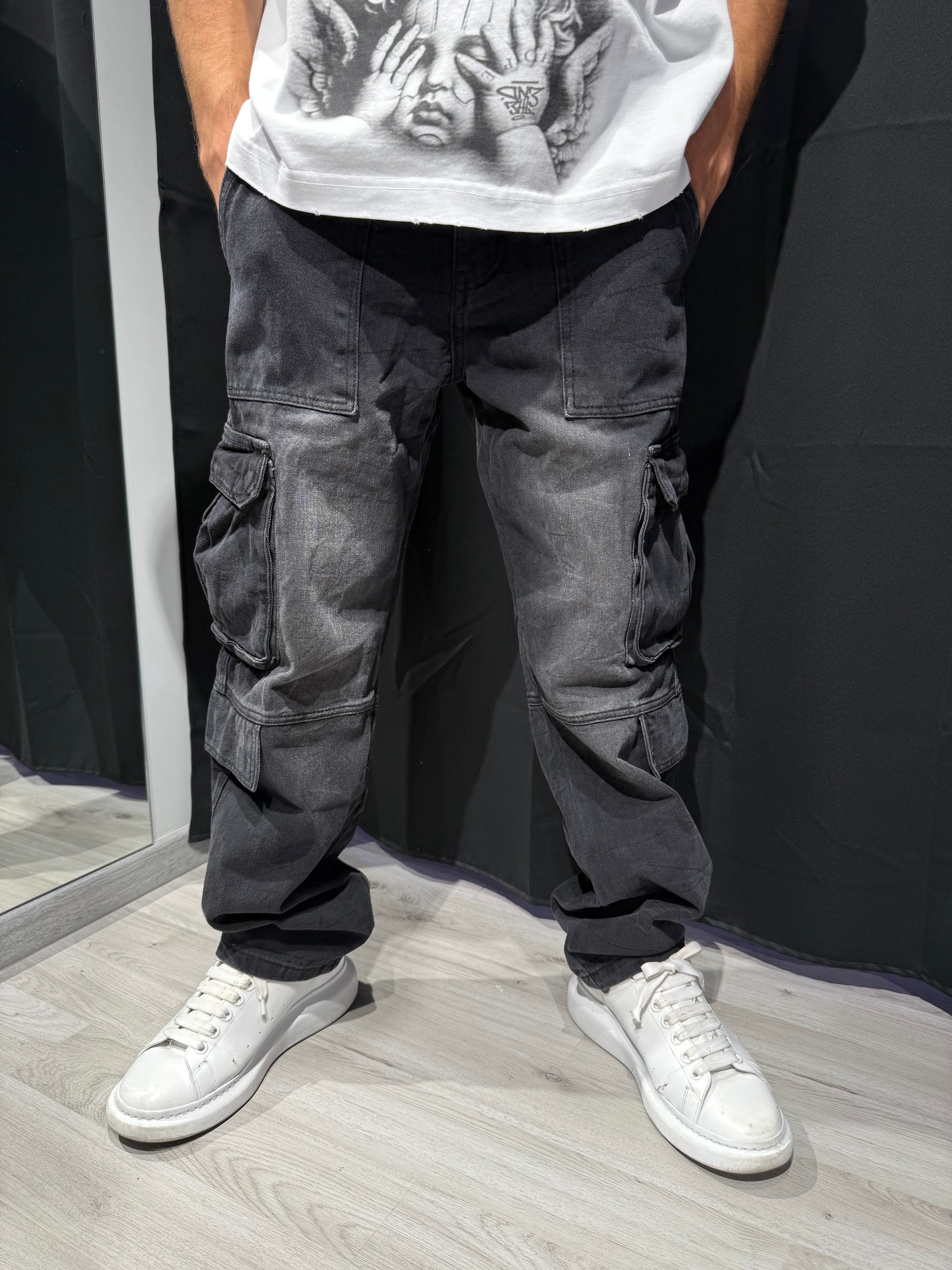 Jeans Baggy Cargo Effetto Sfumato