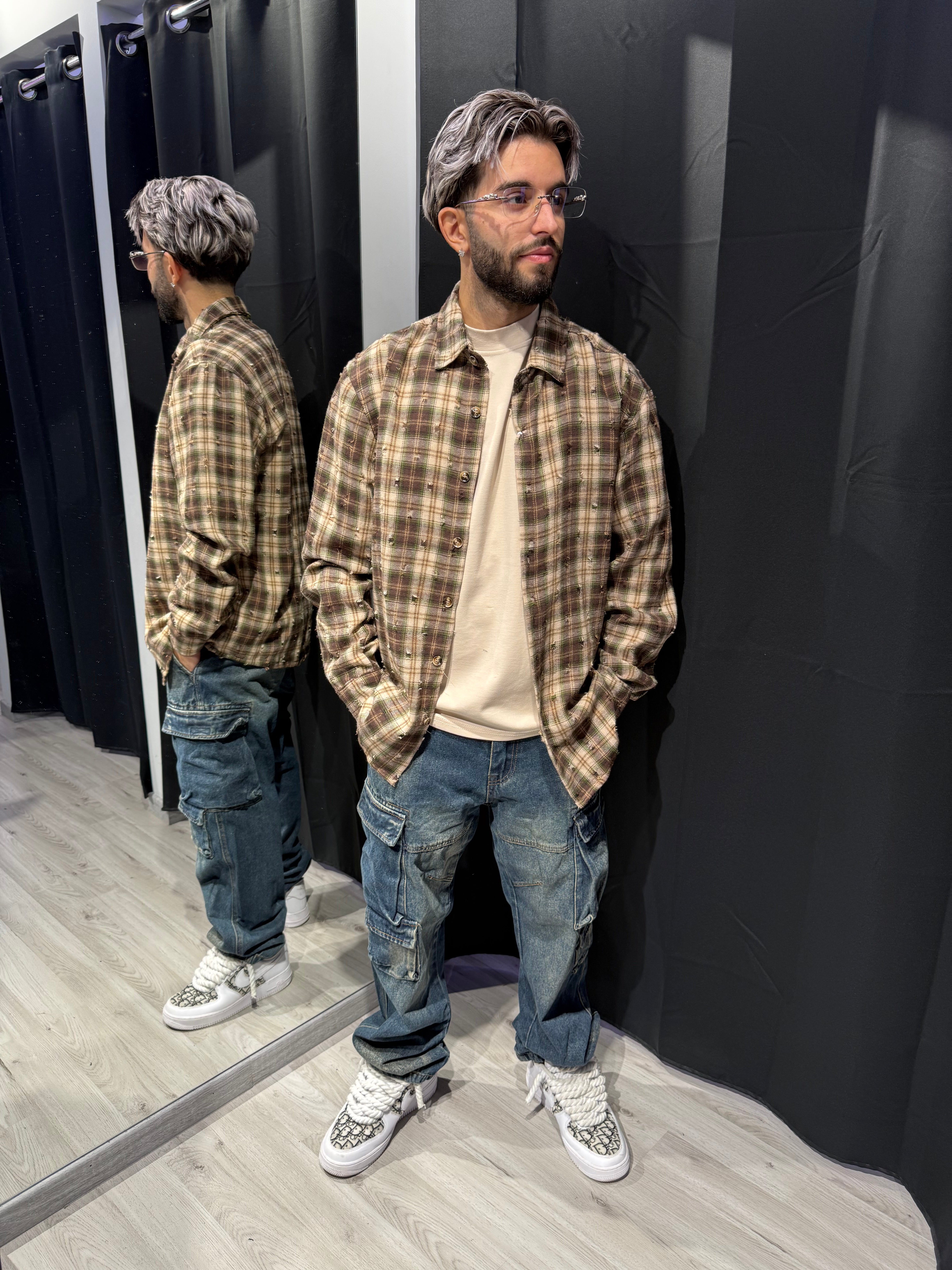 Camicia a Quadri Sfrangiata