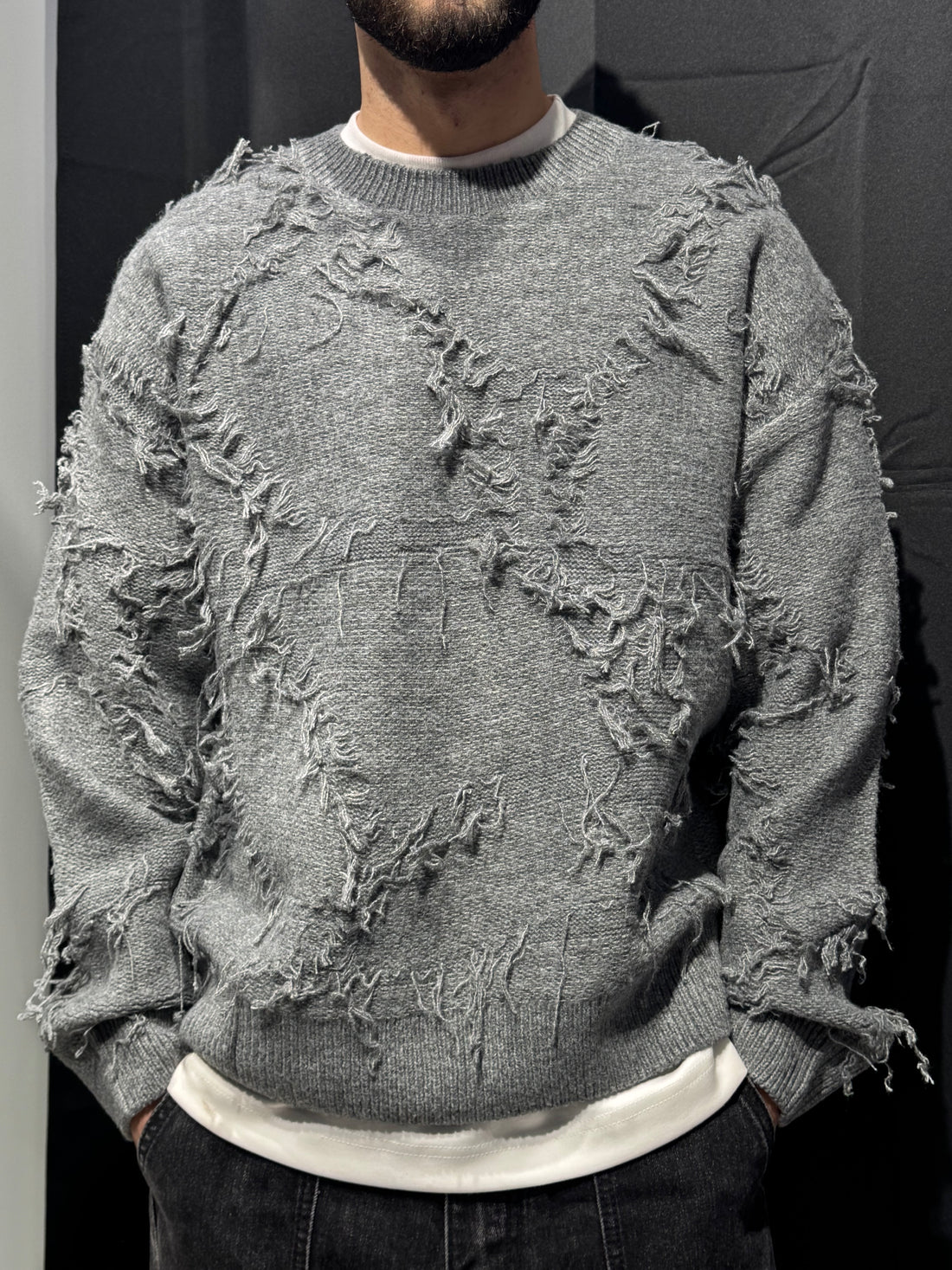 Maglione Destroyed Grey