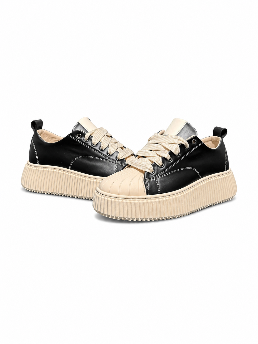 Scarpe in Pelle Nero/Beige