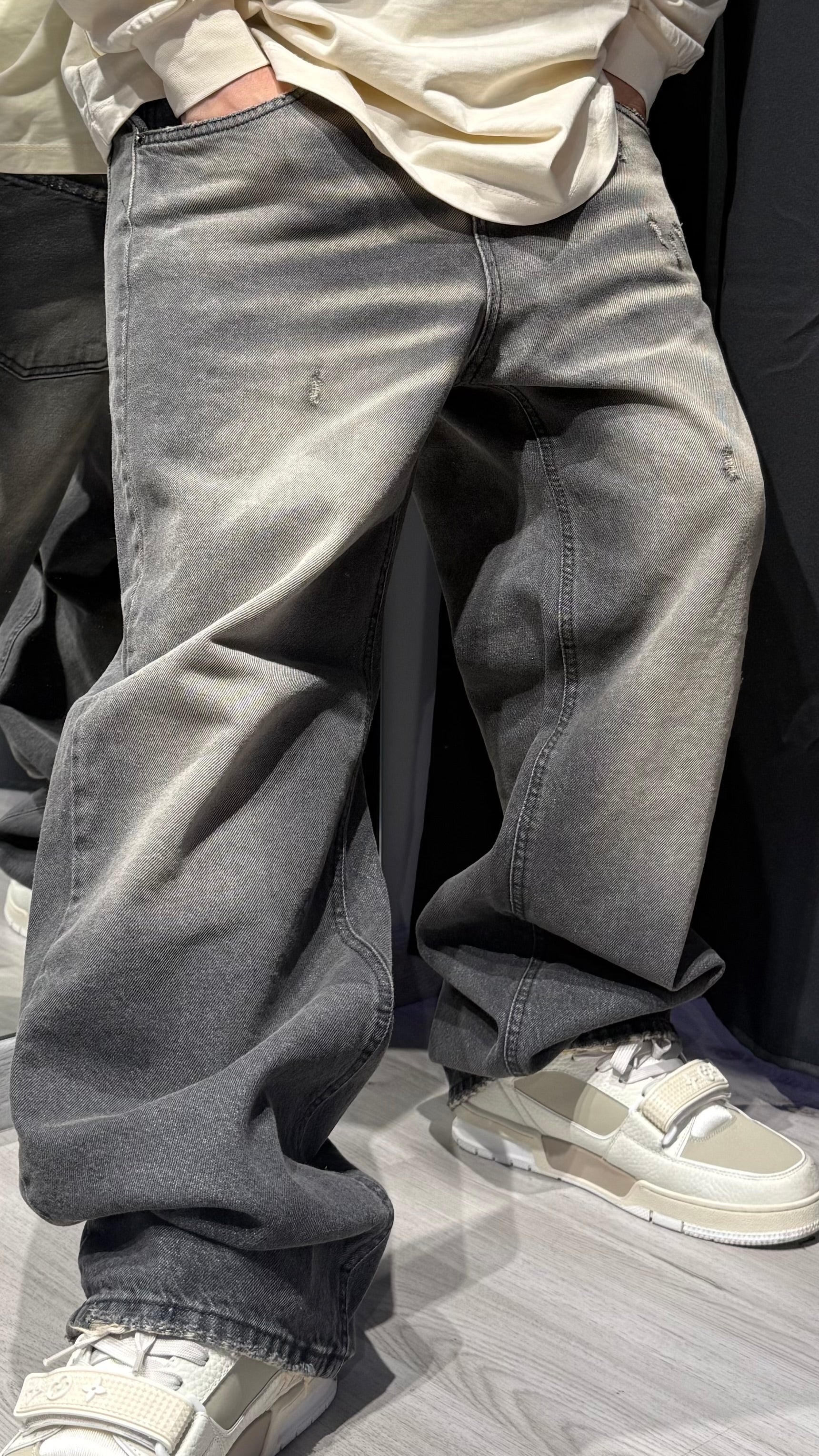 Jeans Baggy Grigio Sabbiato