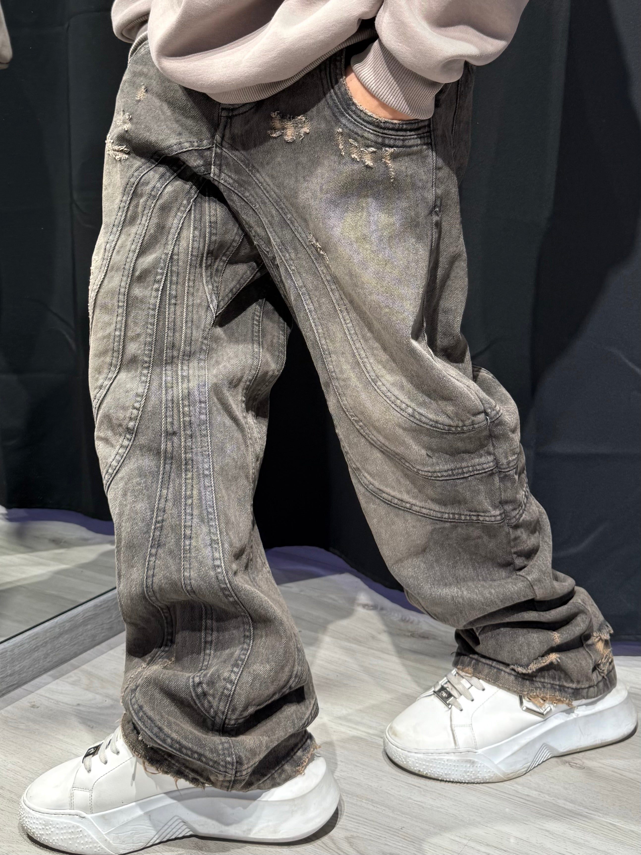 Jeans Contrast Line Baggy