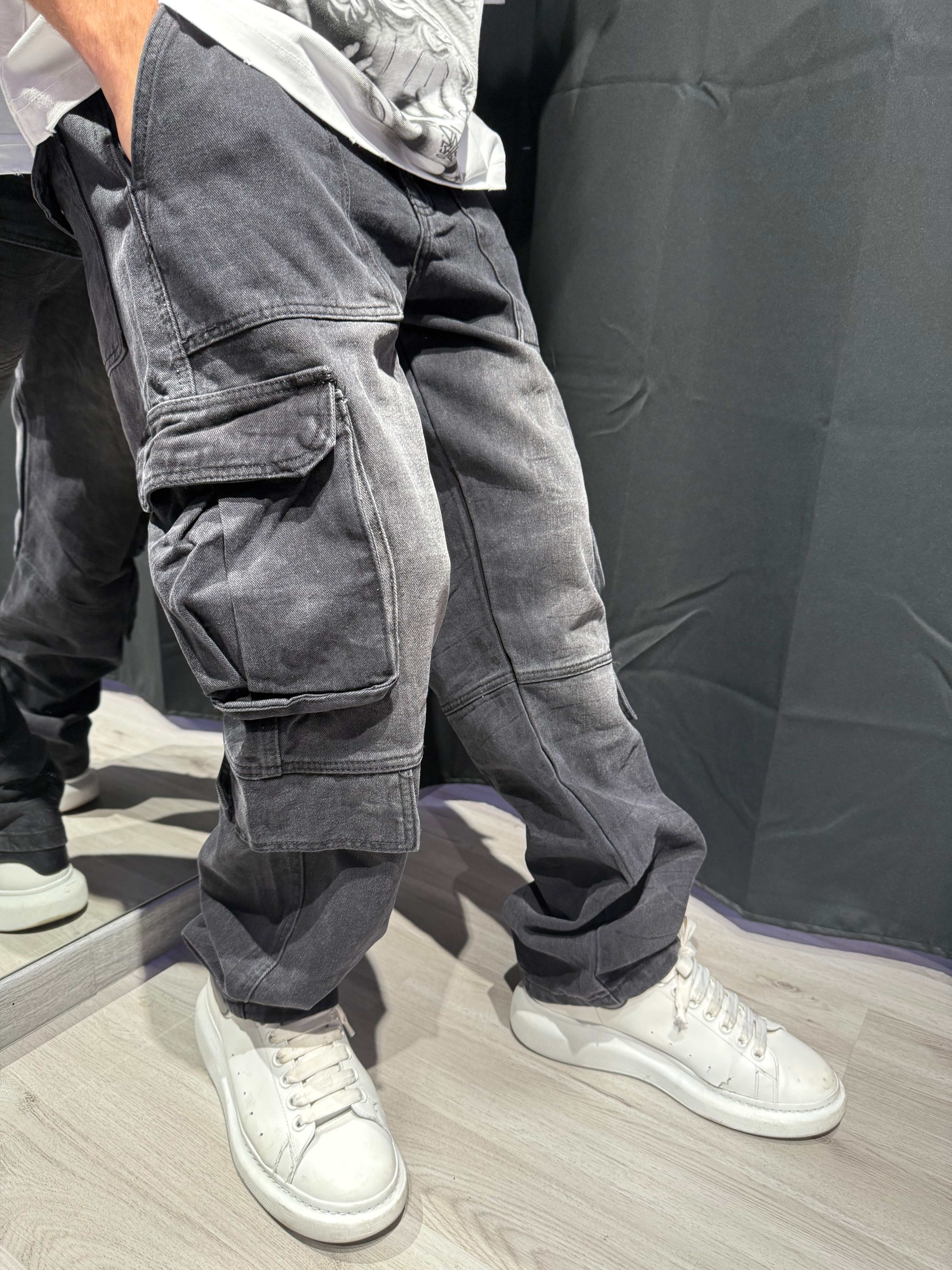 Jeans Baggy Cargo Effetto Sfumato