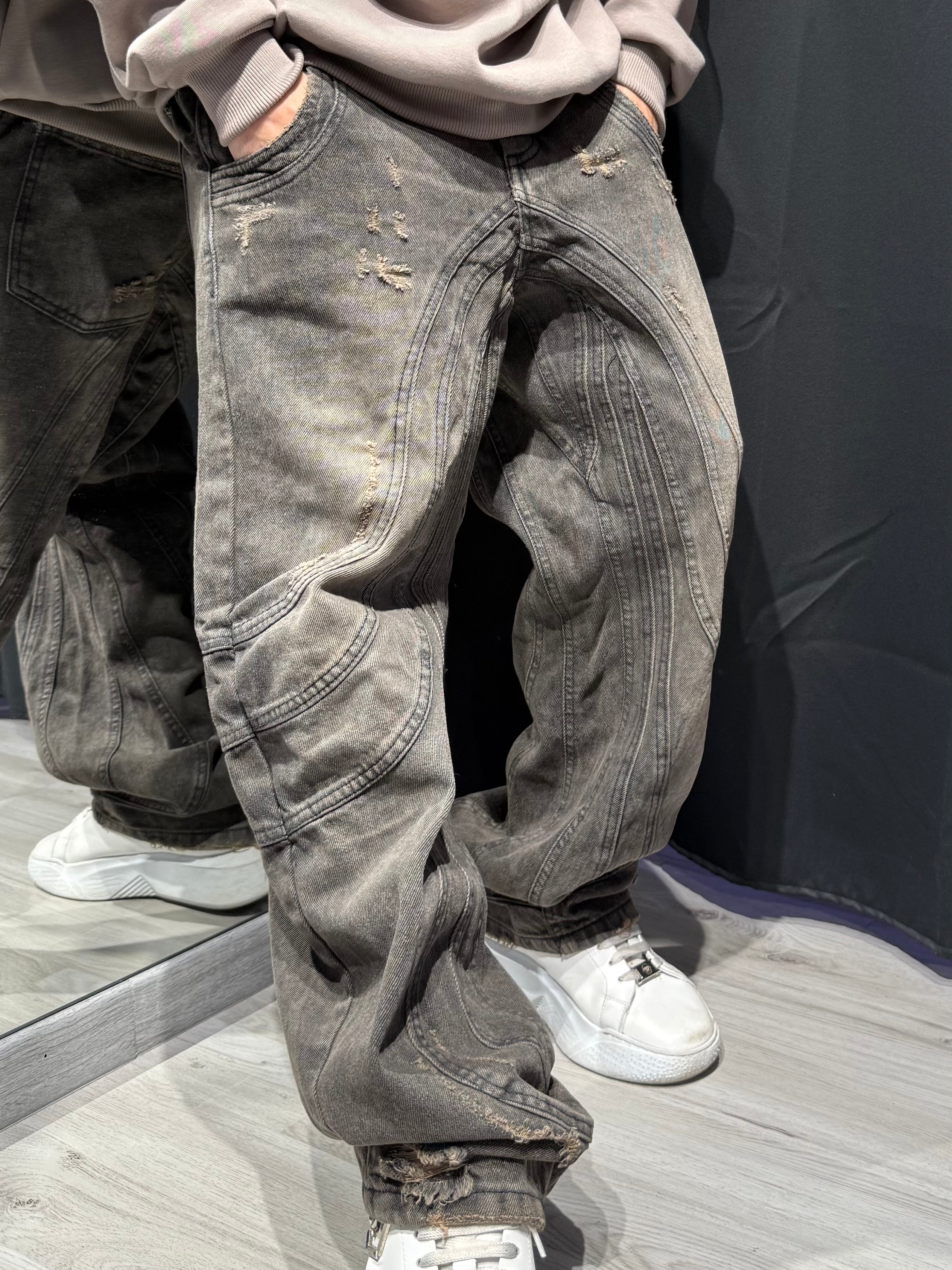 Jeans Contrast Line Baggy