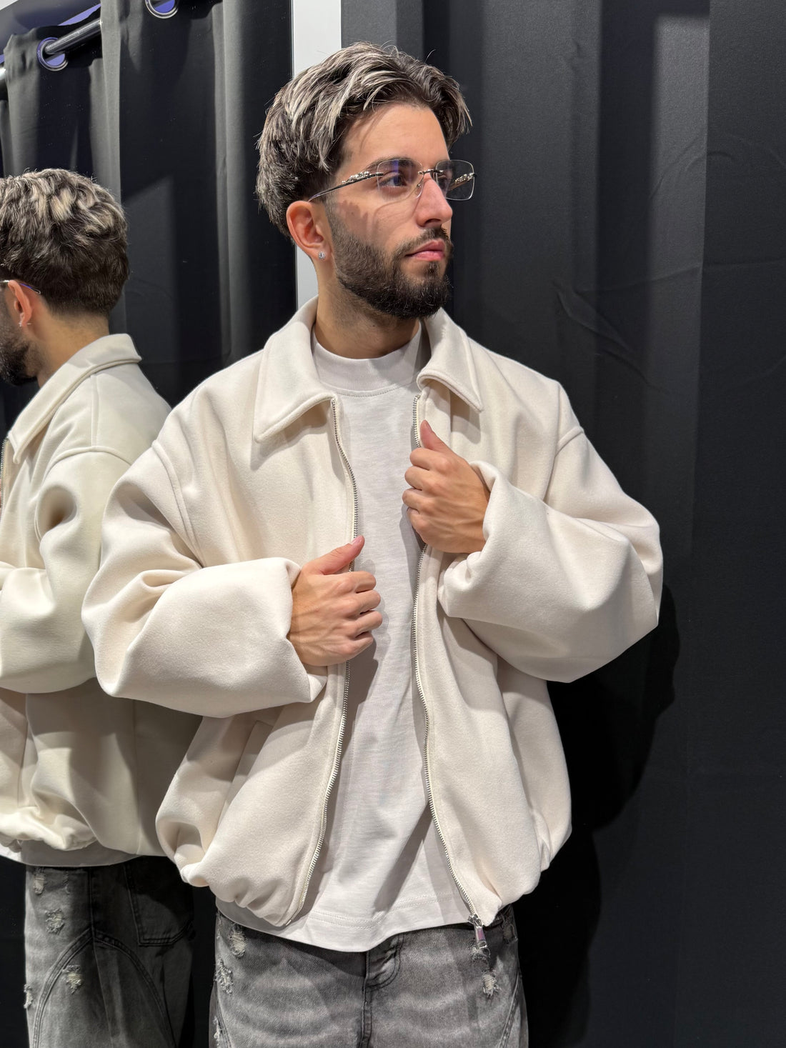 Giacca Zip Wool Blend