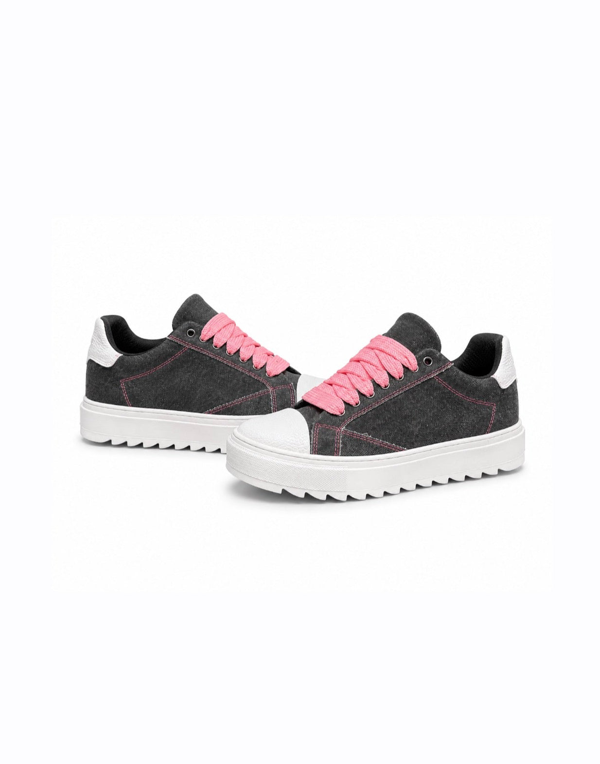 Scarpe in Denim Nero/Rosa