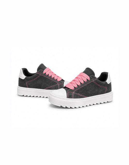 Scarpe in Denim Nero/Rosa